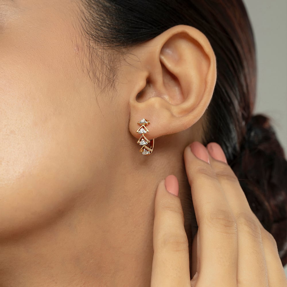 Modern Chic Gold & Diamond Hoop Earrings,,hi-res image number null