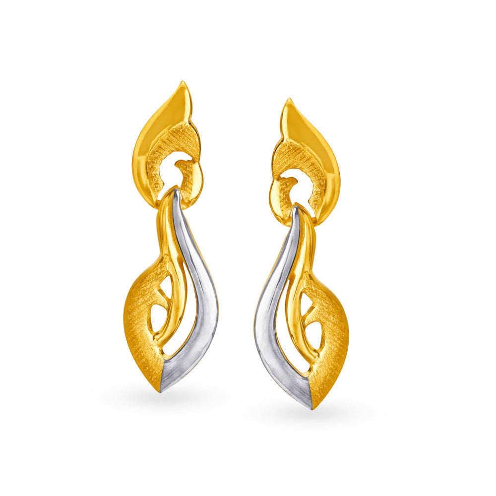 Entrancing Yellow Gold Conch Drop Earrings