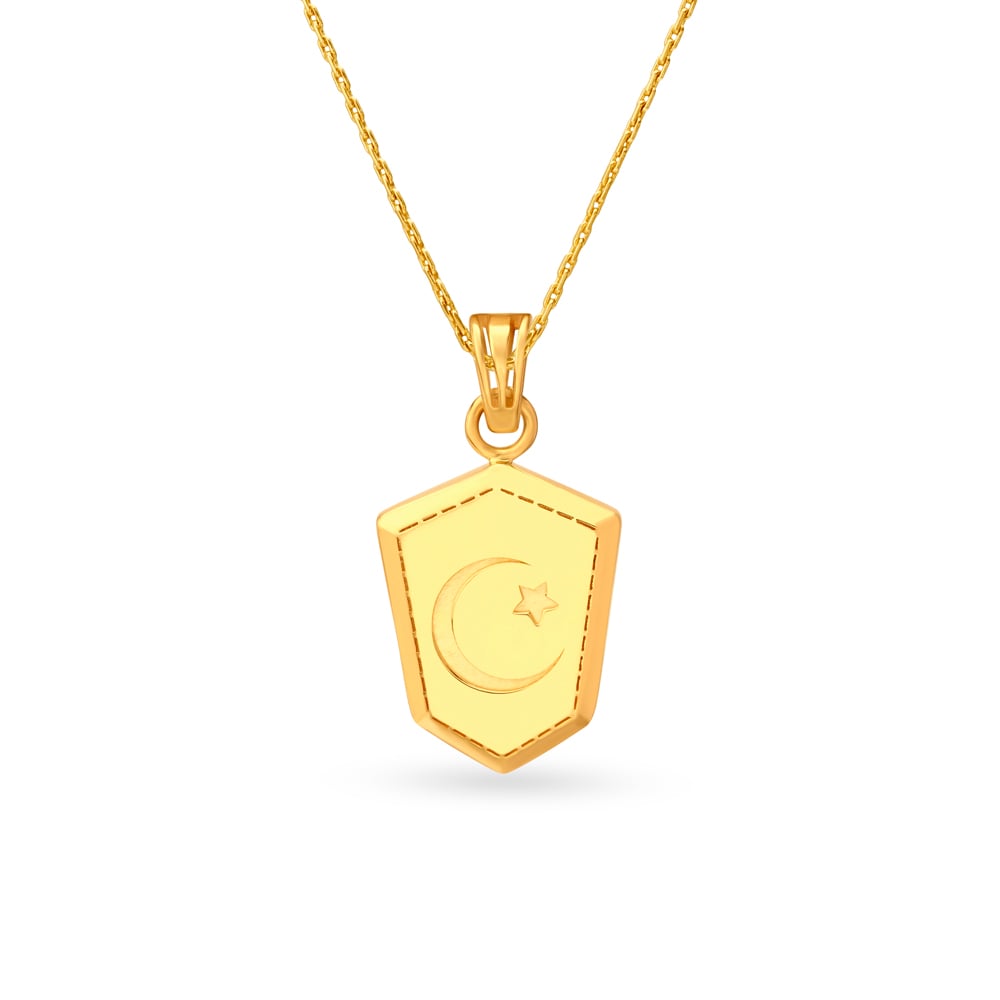 Moon and Star Engraved Men's Laser Cut Pendant