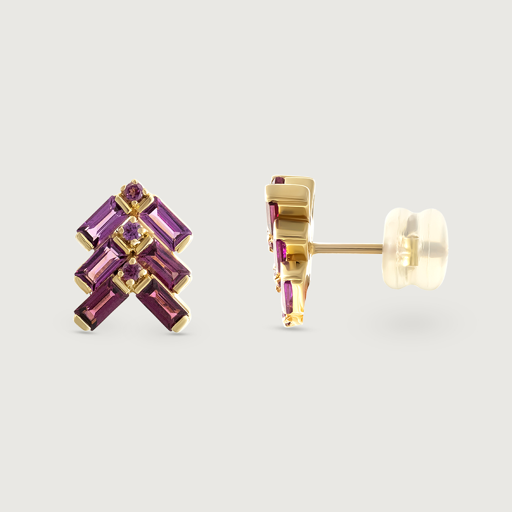 Vibrant Charm Garnet & Gold Stud Earrings,,hi-res image number null