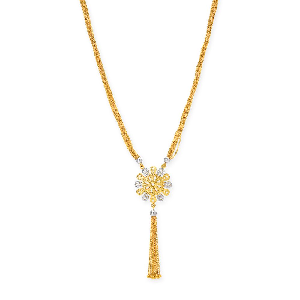 Floral Dual Toned Gold Chain,,hi-res image number null