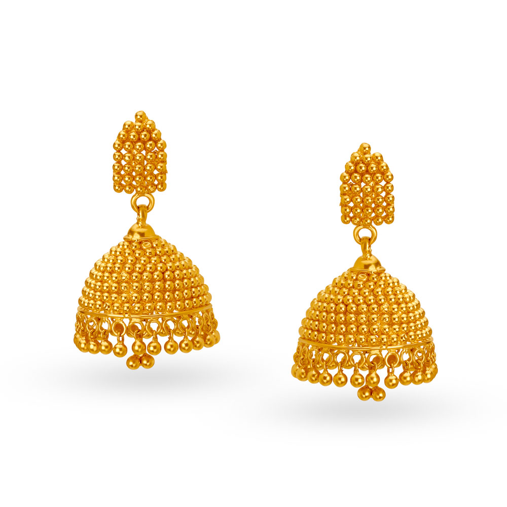 Spectacular 22 Karat Yellow Gold Beaded Drops