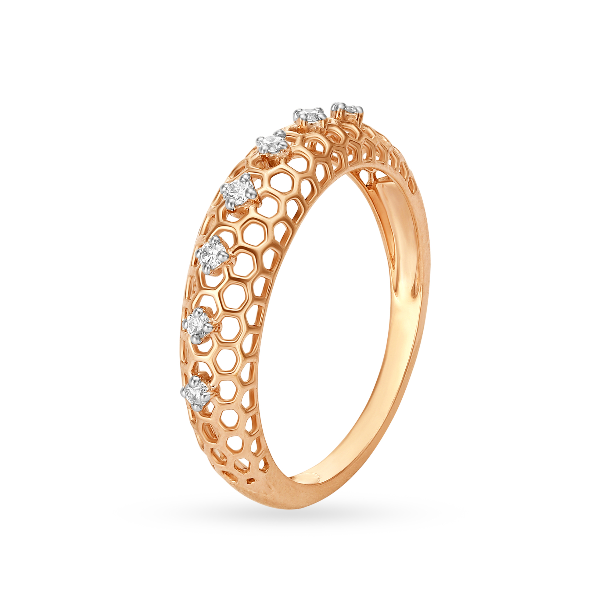 18KT Rose Gold Diamond Studded Vanki Ring