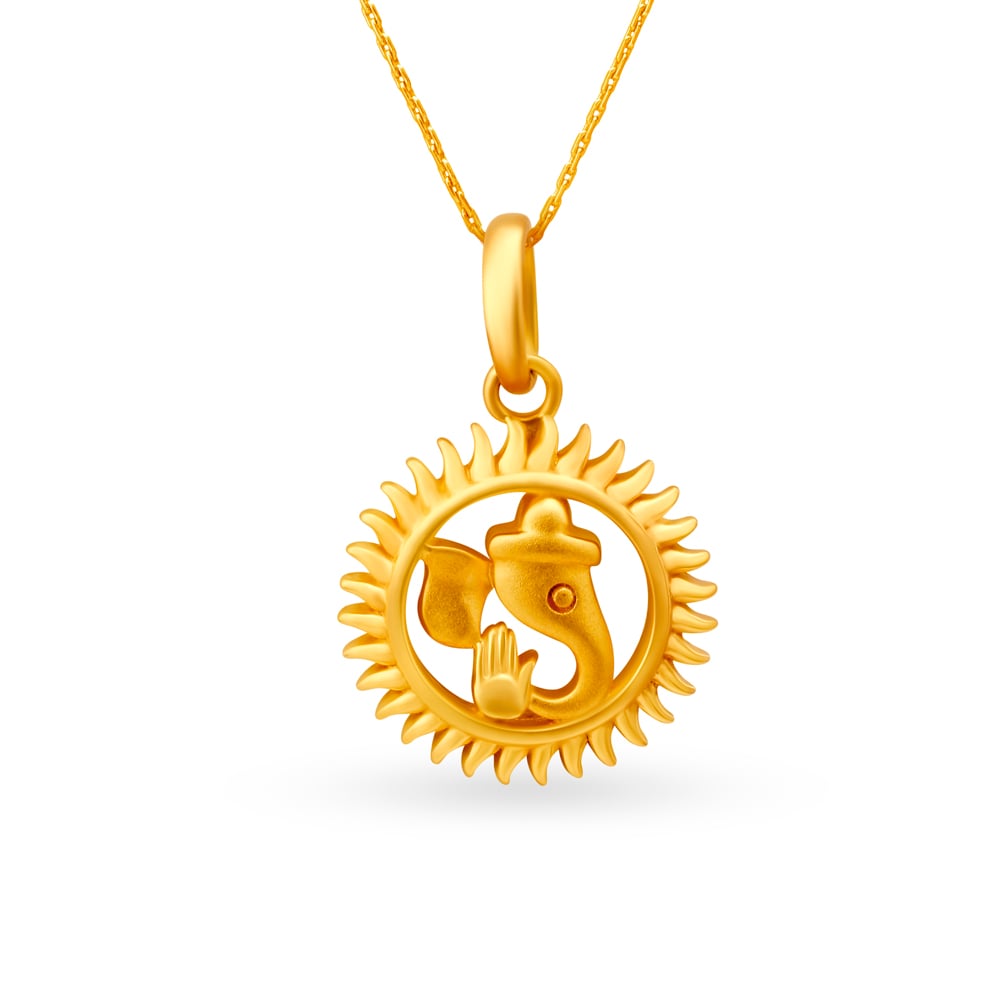 Devine Dainty Lord Ganesha Inspired Gold Pendant,,hi-res image number null