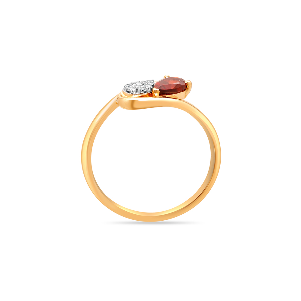 14 KT Yellow Gold Toi et Moi Diamond and Red Garnet Ring,,hi-res image number null