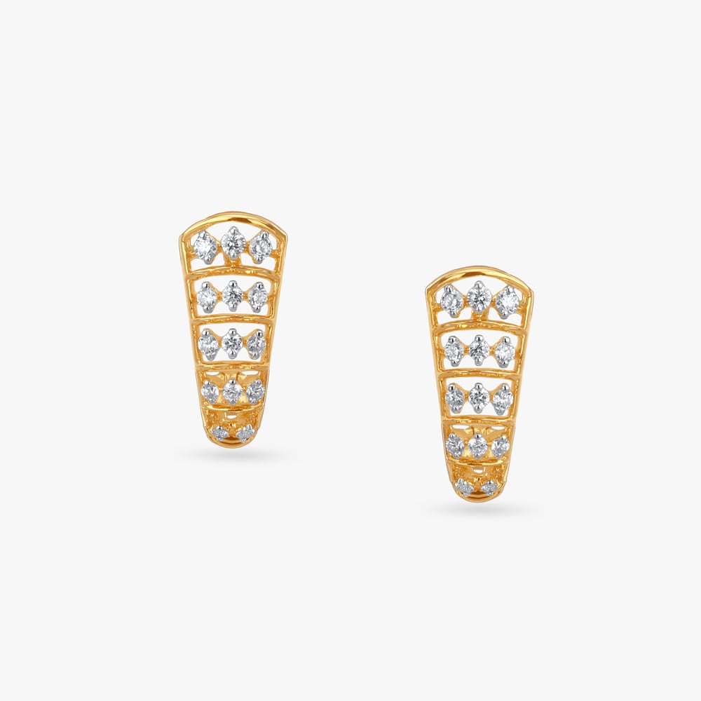 Geometric Bar Diamond Hoop Earrings,,hi-res image number null
