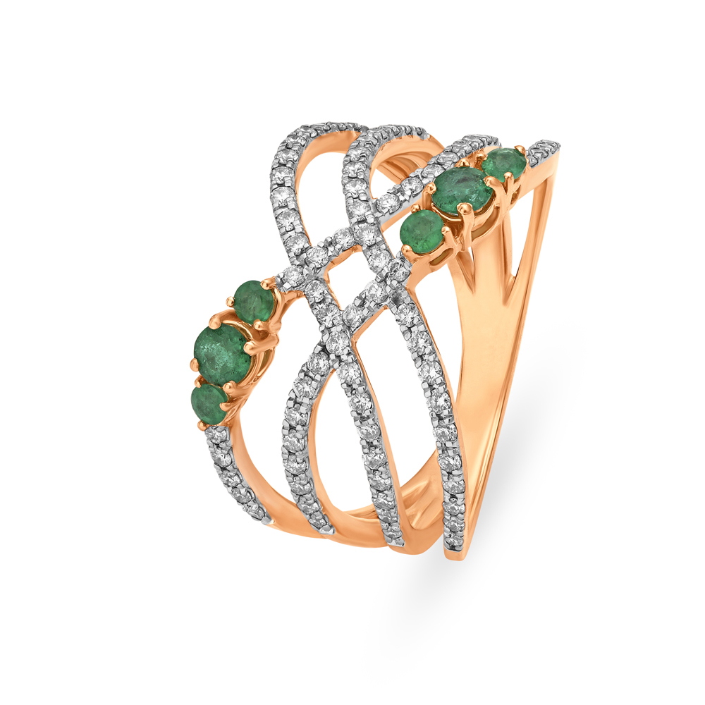 Stunning Emerald and Rose Gold Finger Ring,,hi-res image number null