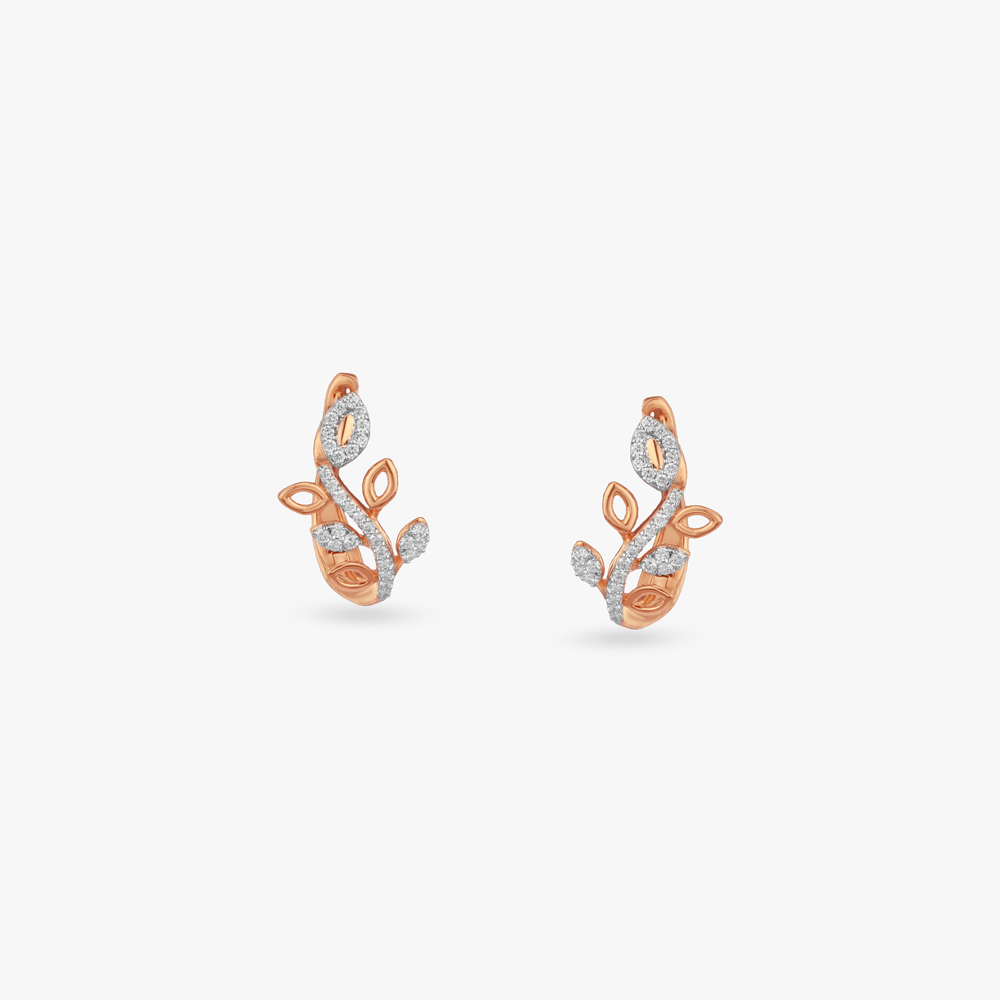 Floral Curl Diamond Hoop Earrings,,hi-res image number null