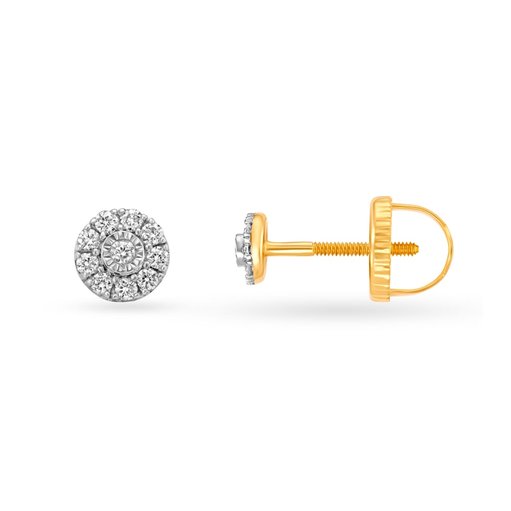 Petite Diamond and Gold Floral Studs,,hi-res image number null