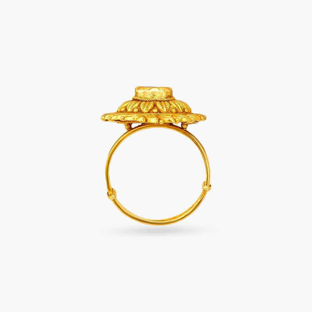 Leaf Halo Gold Finger Ring,,hi-res image number null