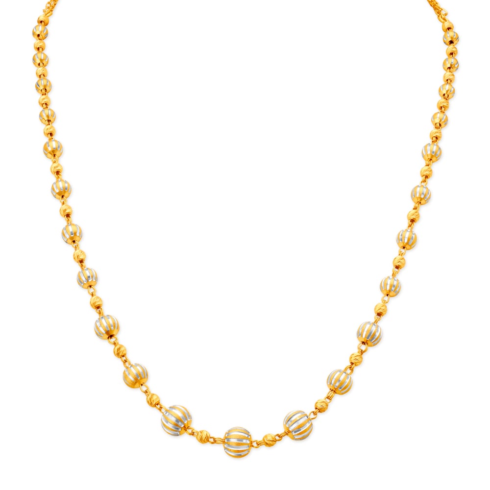 Tanishq 22 Karat Gold Chain with Textured Beads,,hi-res image number null