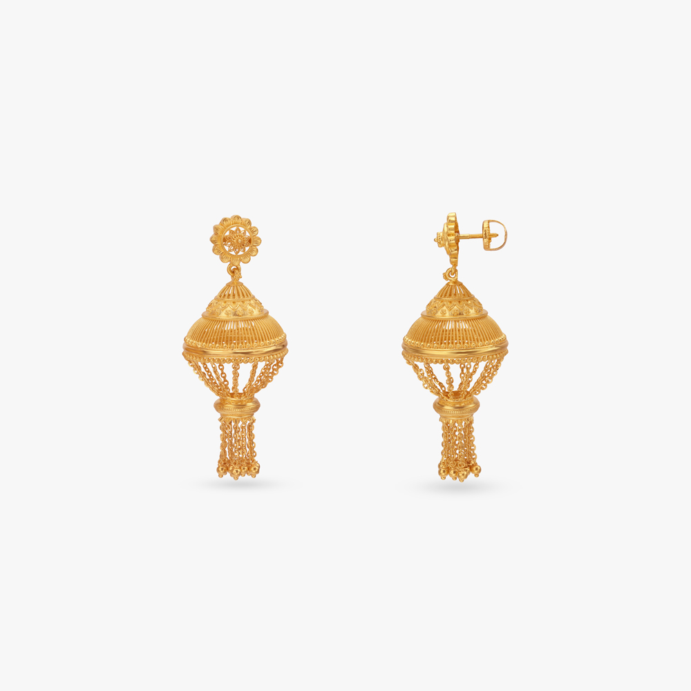 Pobitro Jharbati Gold Jhumka Earrings,,hi-res image number null