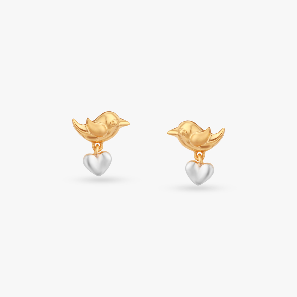 

Tweeting Heart Gold Drop Earrings For Kids