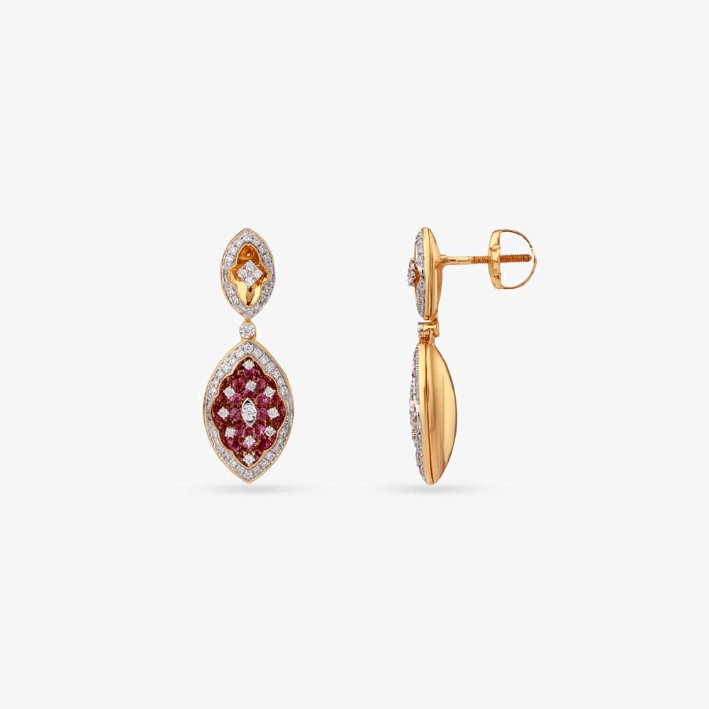 Crimson Drift Diamond Drop Earrings,,hi-res image number null