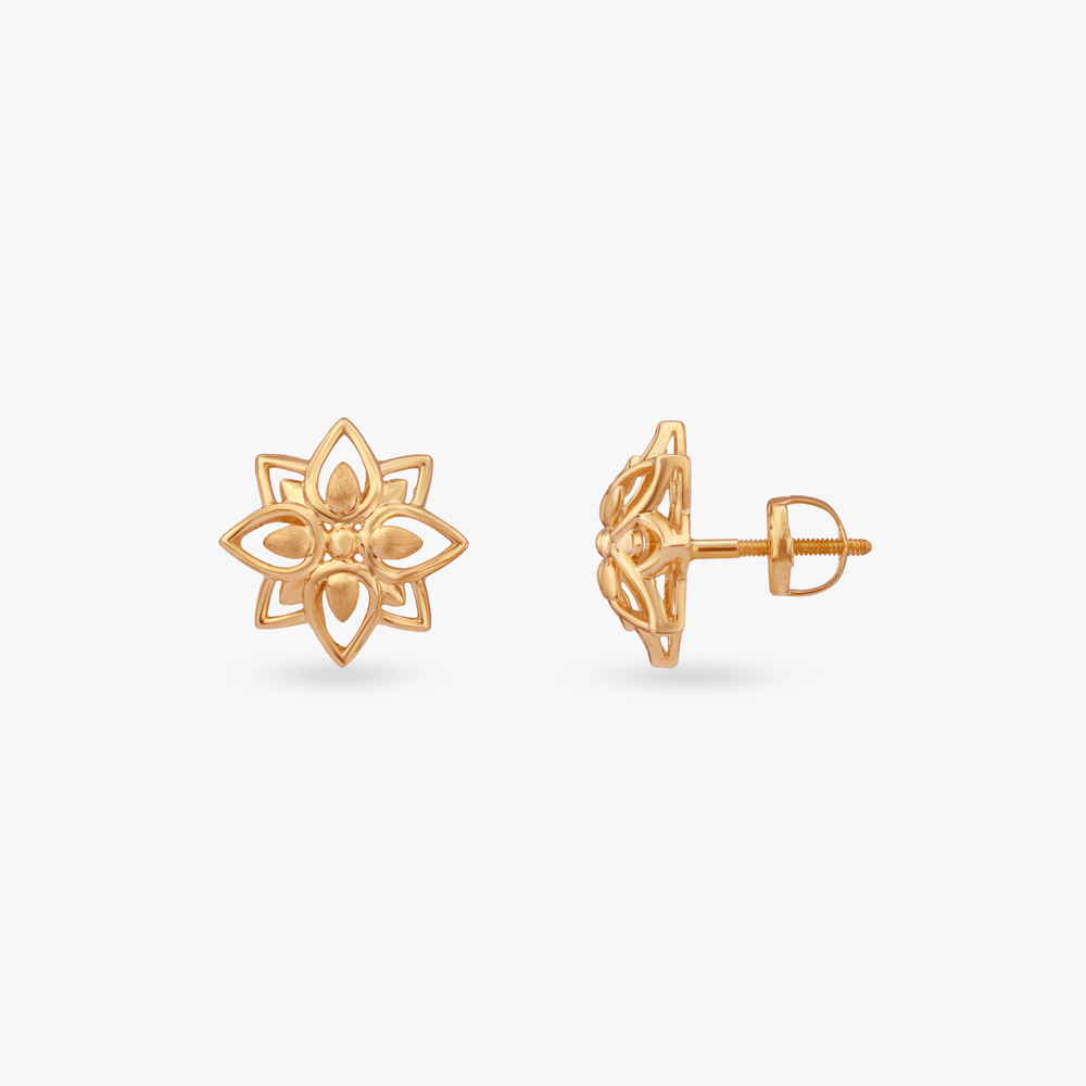 Radiant Petal Gold Stud Earrings,,hi-res image number null