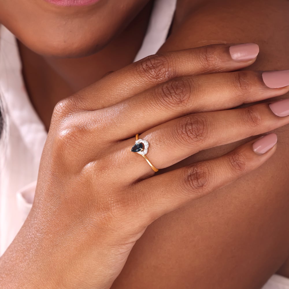 Blue Crown Diamond & Gold Ring,,hi-res image number null