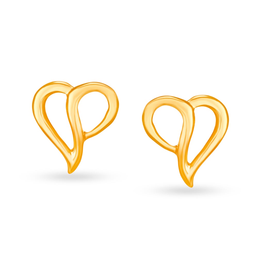 Petite 22 Karat Yellow Gold Heart Studs