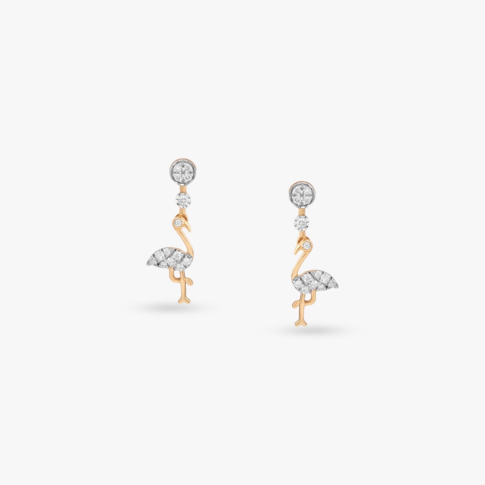 Flamingo Grace Diamond Drop Earrings for Kids,,hi-res image number null