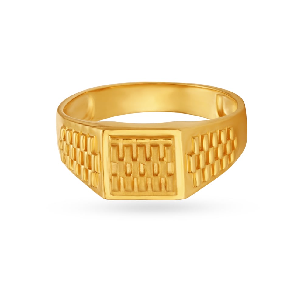 Rugged Textured Gold Finger Ring For Men,,hi-res image number null