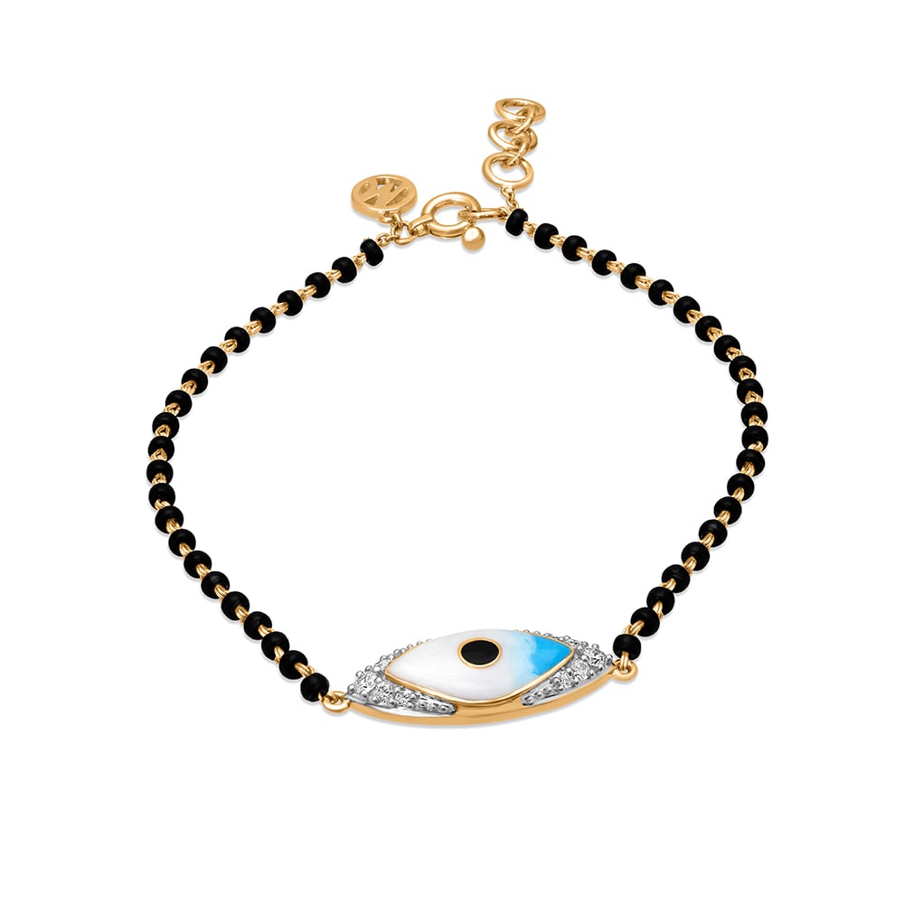 Black And Beaded Ad Studded Evil Eye Mangalsutra BraceletDefault Title | Mangalsutra  bracelet, Mangalsutra, Studded