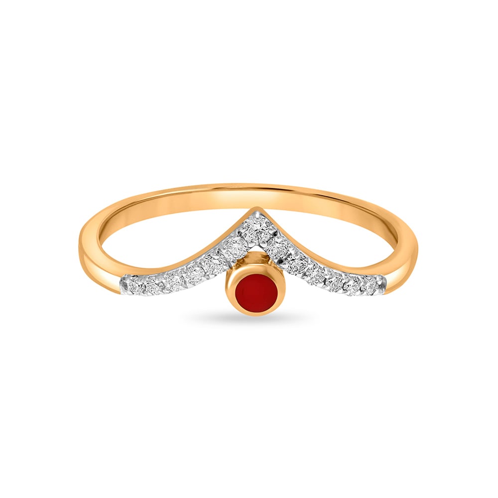 14 KT Yellow Gold Wishbone Diamond Finger Ring,,hi-res image number null