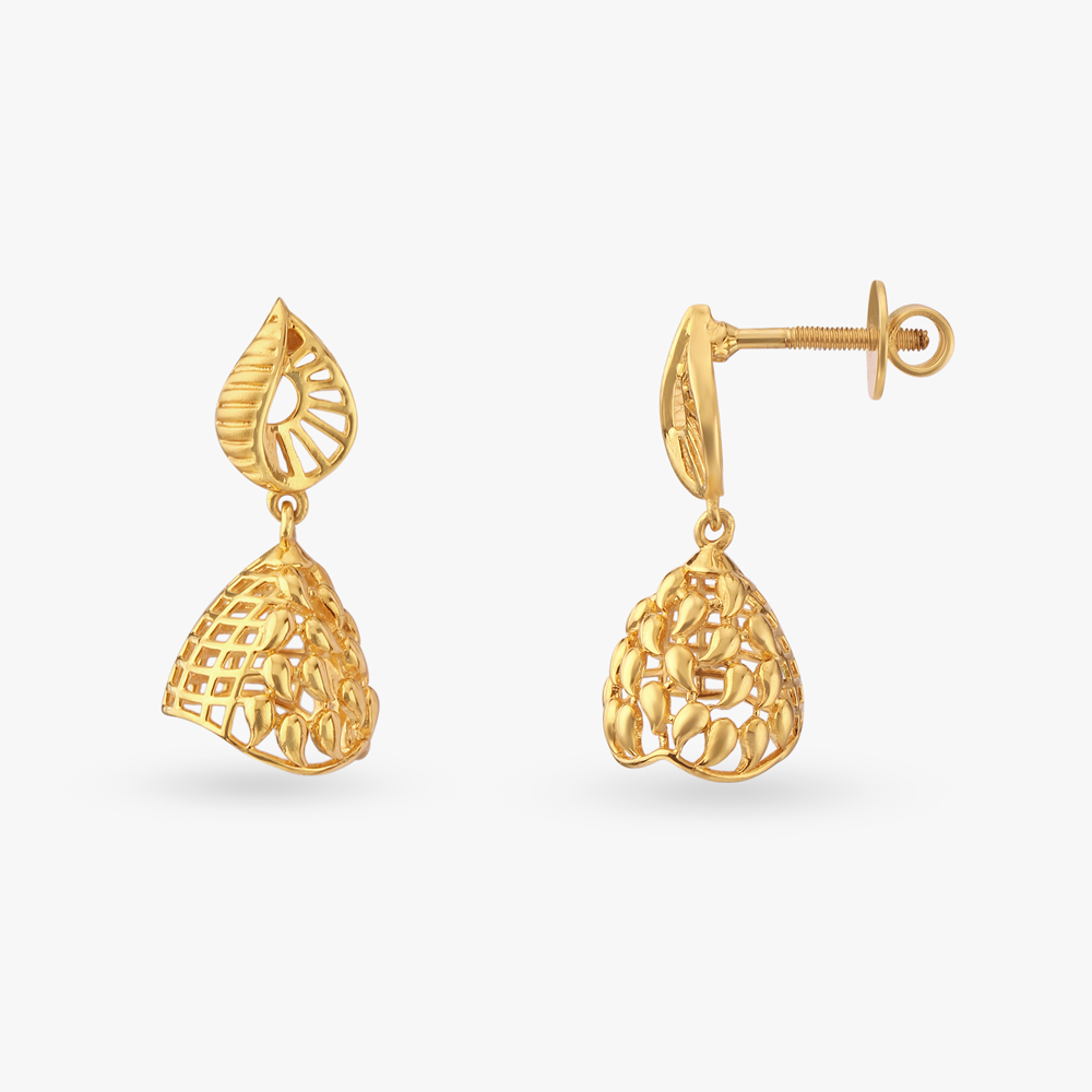 Filigree Gold Jhumka Earrings,,hi-res image number null