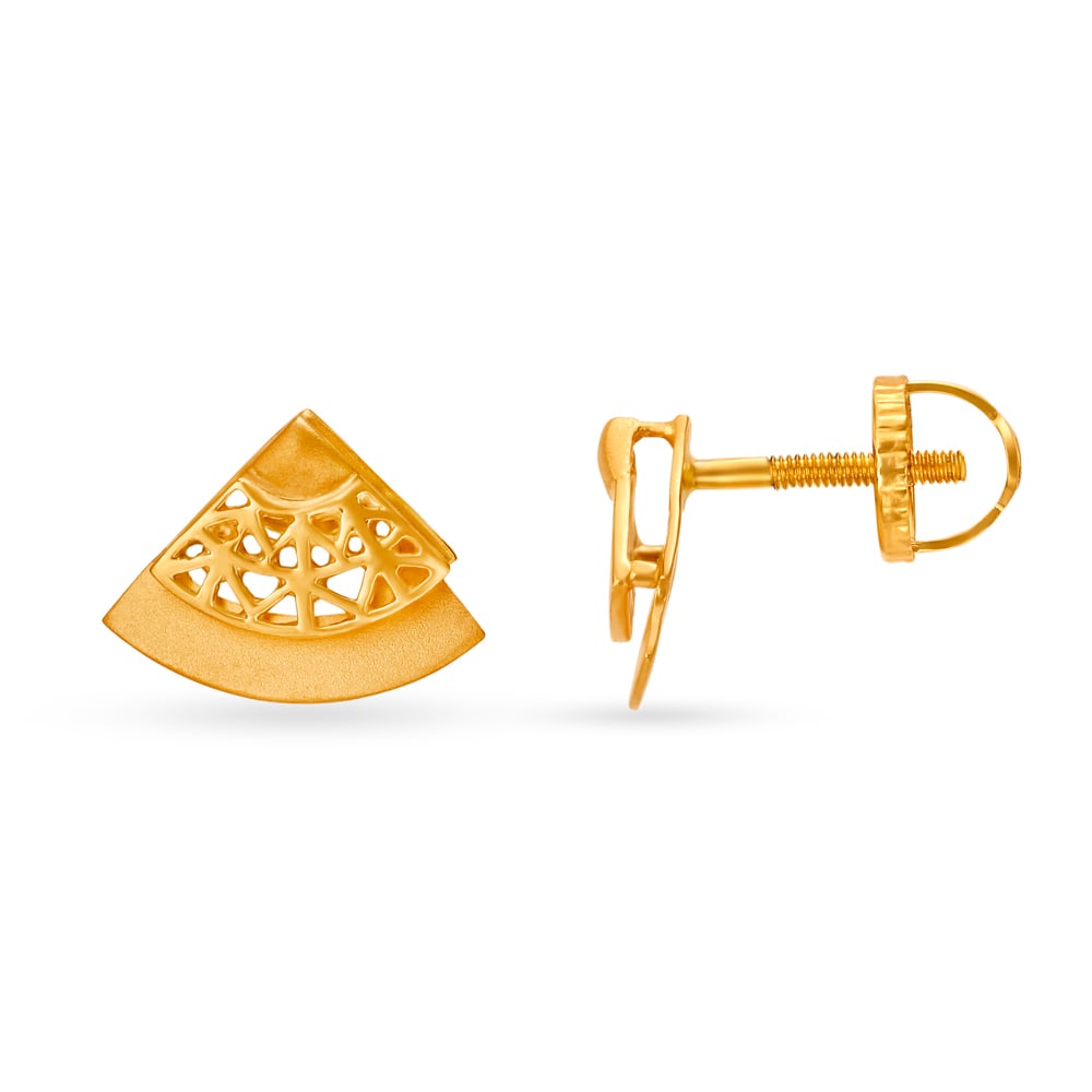 Geometric Matte Gold Stud Earrings,,hi-res image number null