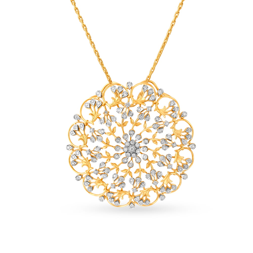 Intricate Diamond Pendant in a Floral Pattern,,hi-res image number null