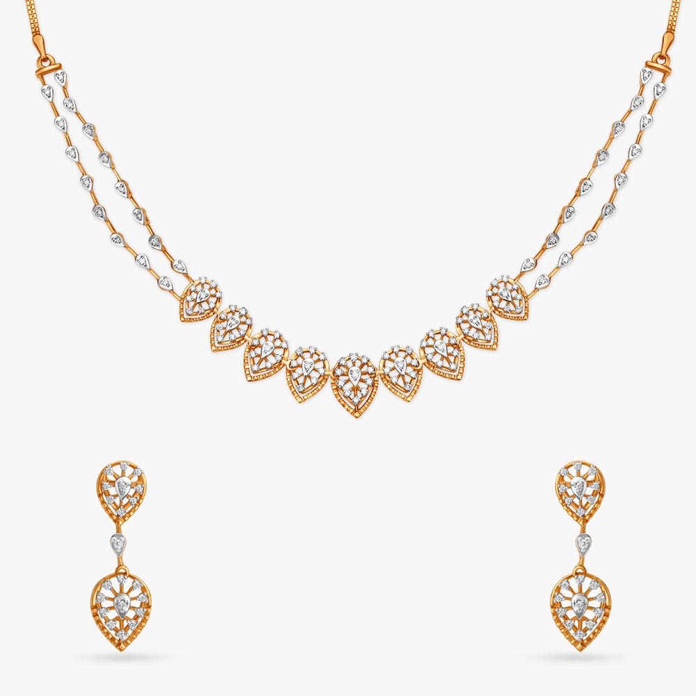Enchanting Leaves Diamond Necklace Set,,hi-res image number null