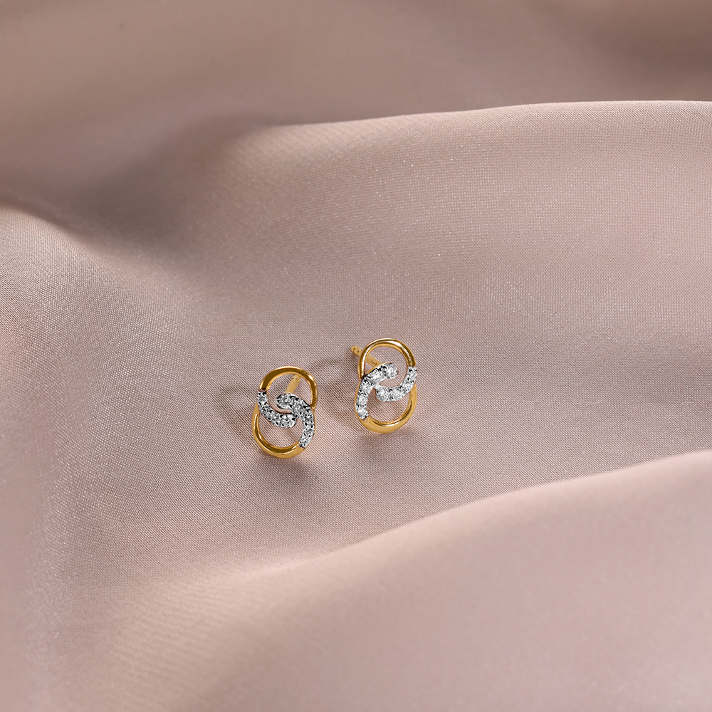 Willow Whispers 14 Kt Gold & Diamond Stud Earrings,,hi-res image number null