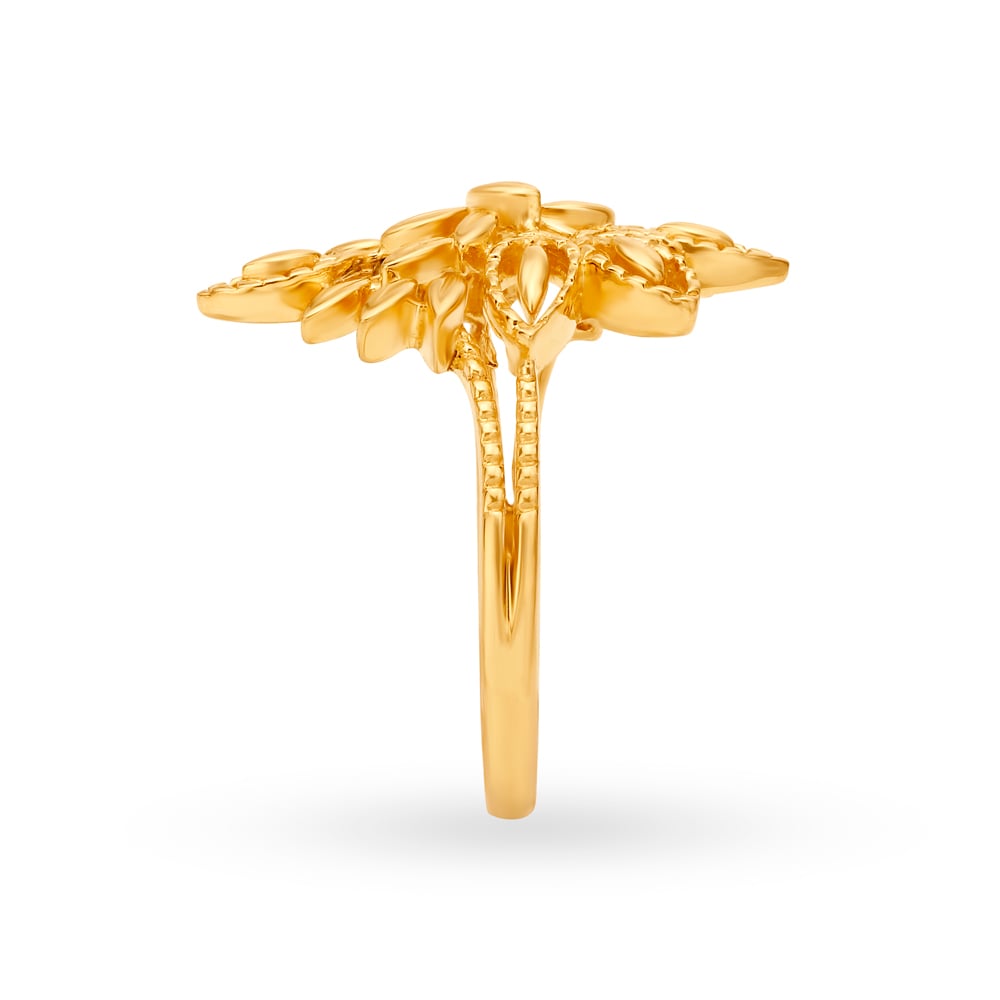 Breathtaking 22 Karat Yellow Gold Floral Motif Finger Ring,,hi-res image number null