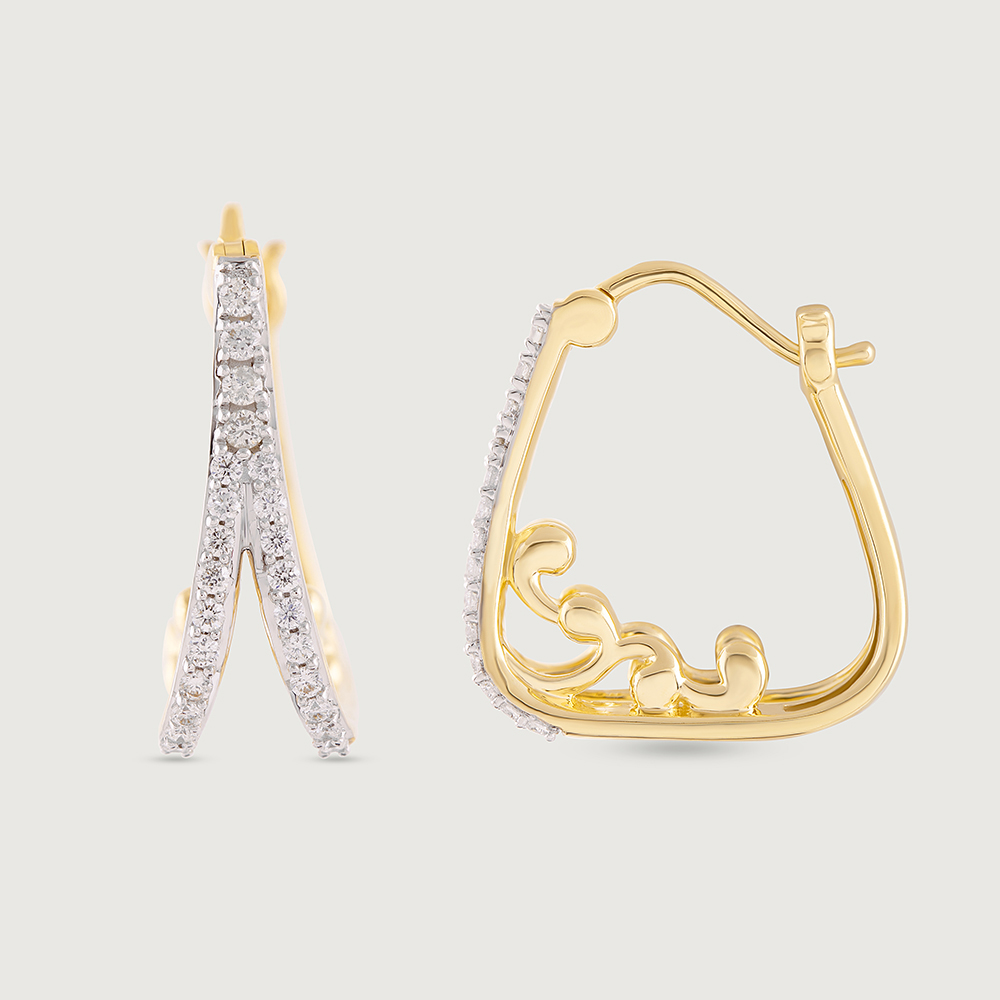 Art Deco Gold & Diamond Hoop Earrings,,hi-res image number null