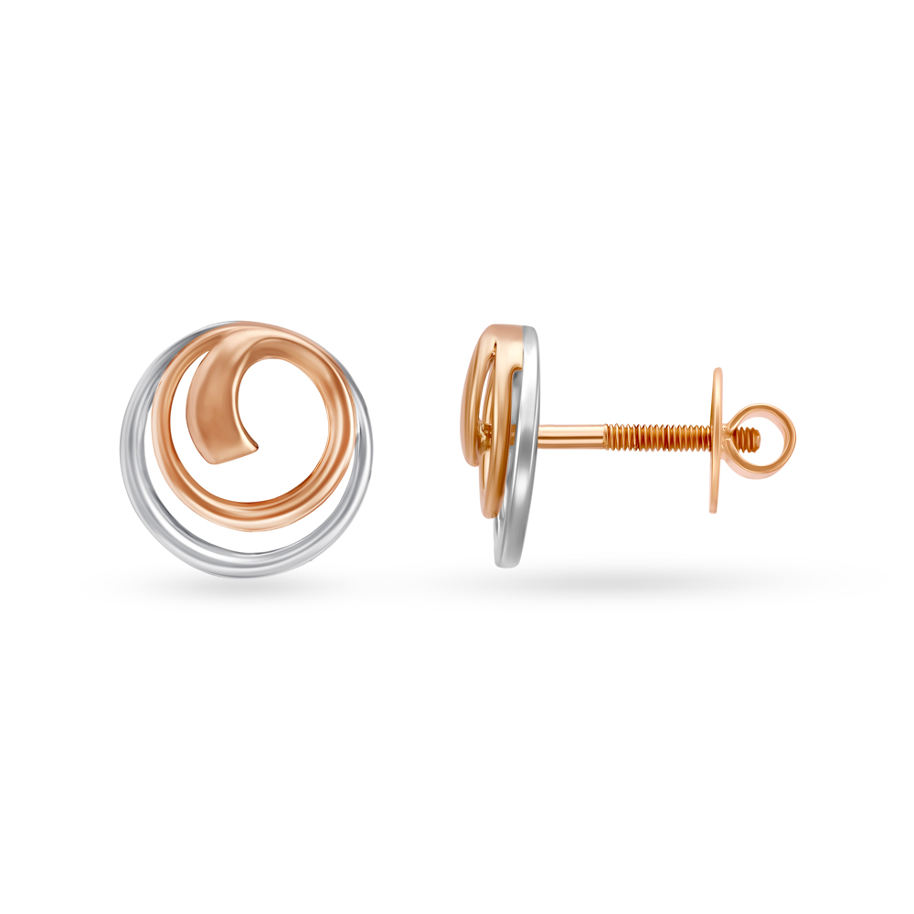 Elevating Two Toned Round Platinum Stud Earrings,,hi-res image number null