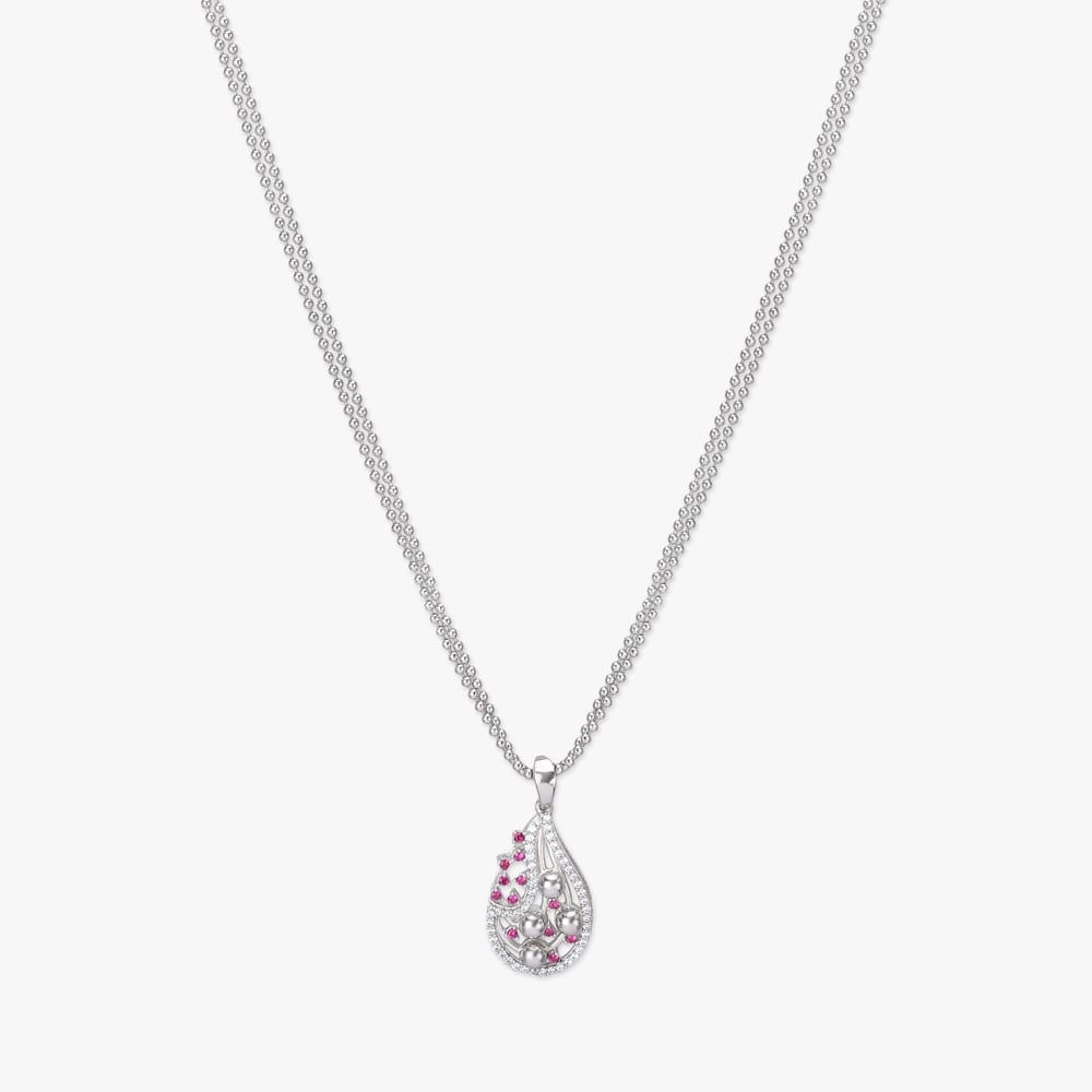 Blush Bloom Silver Pendant with Chain and Earrings Set,,hi-res image number null