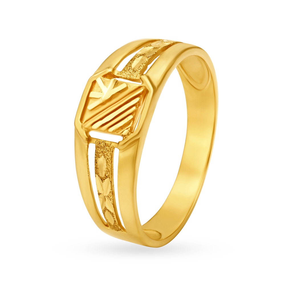 Unique 22 Karat Yellow Gold Square Finger Ring