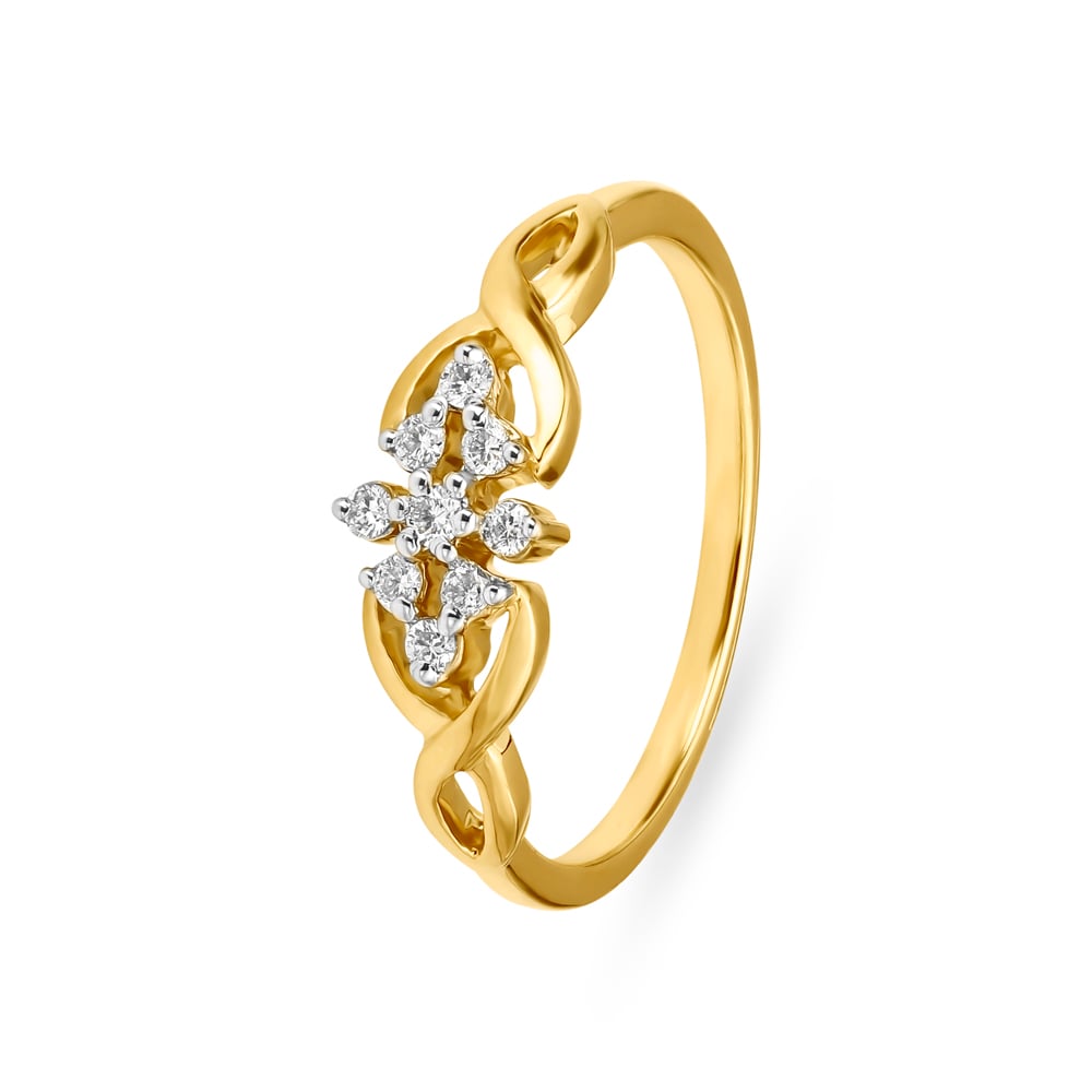 

Modern Floral Pattern Diamond Finger Ring