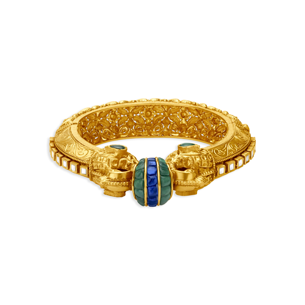 Exquisite Traditional Peacock Bangle with Precious Stones,,hi-res image number null