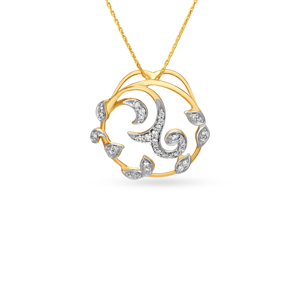 Modish Contemporary Leaf Motif Diamond Pendant,,hi-res image number null