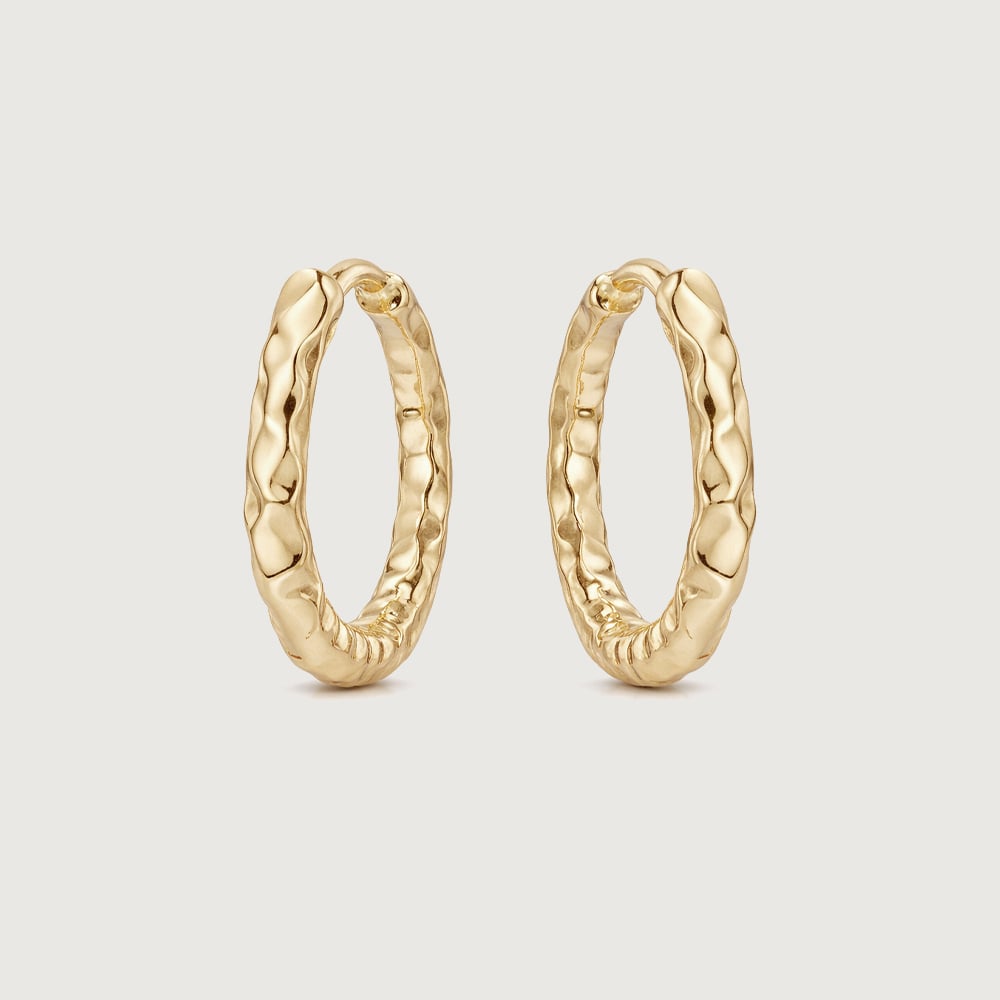 Hammered Texture Gold Hoop Earrings,,hi-res image number null