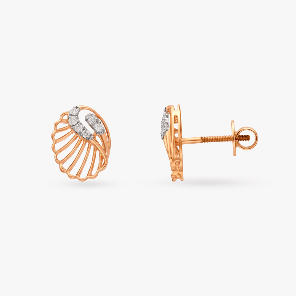 Fluttering Feathers Diamond Stud Earrings,,hi-res image number null