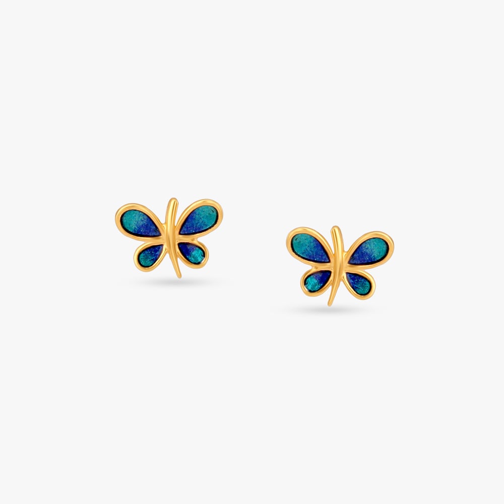 Flutter Pop Gold Stud Earrings For Kids,,hi-res image number null