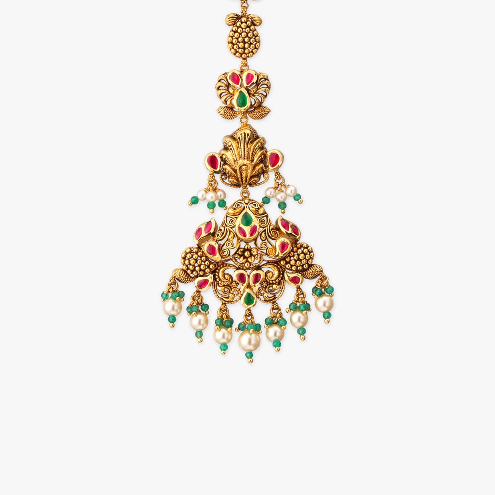 Regal Peacock Gold Maang Tikka,,hi-res image number null