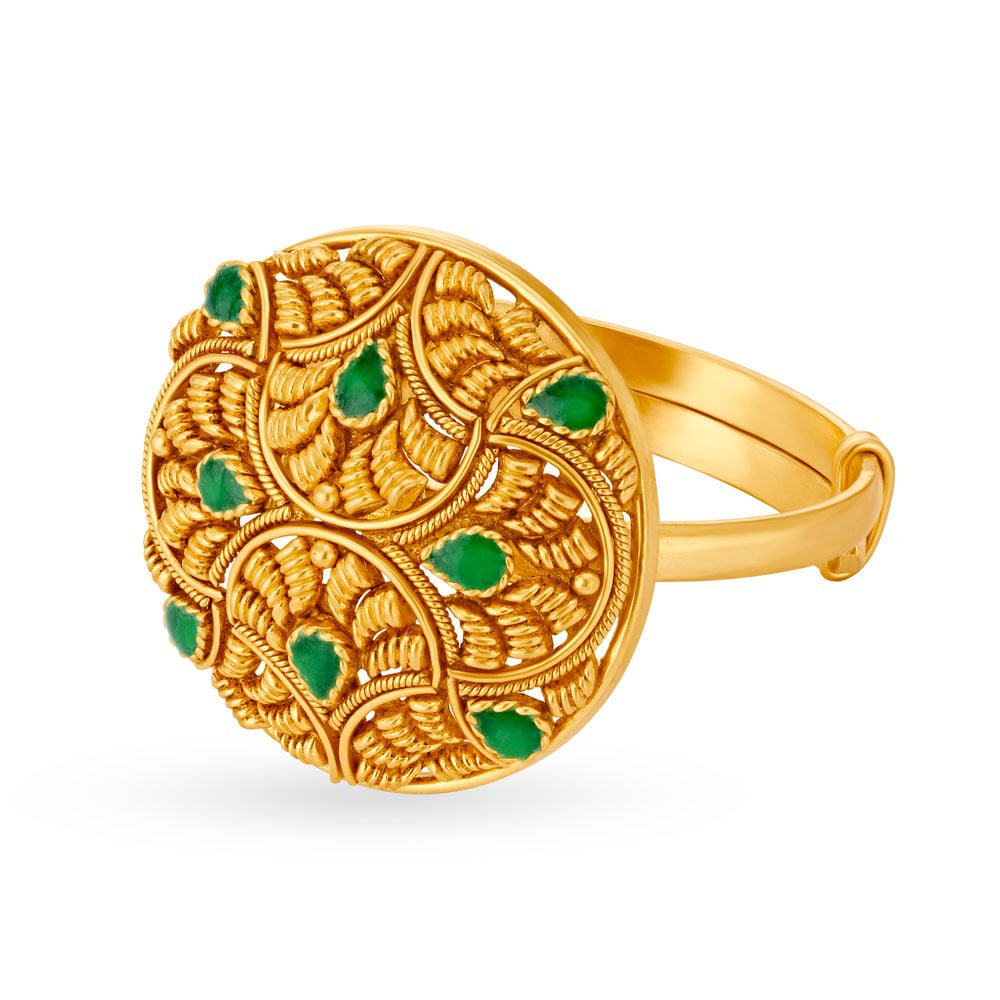 Elaborate 22 Karat Yellow Gold Statement Ring,,hi-res image number null