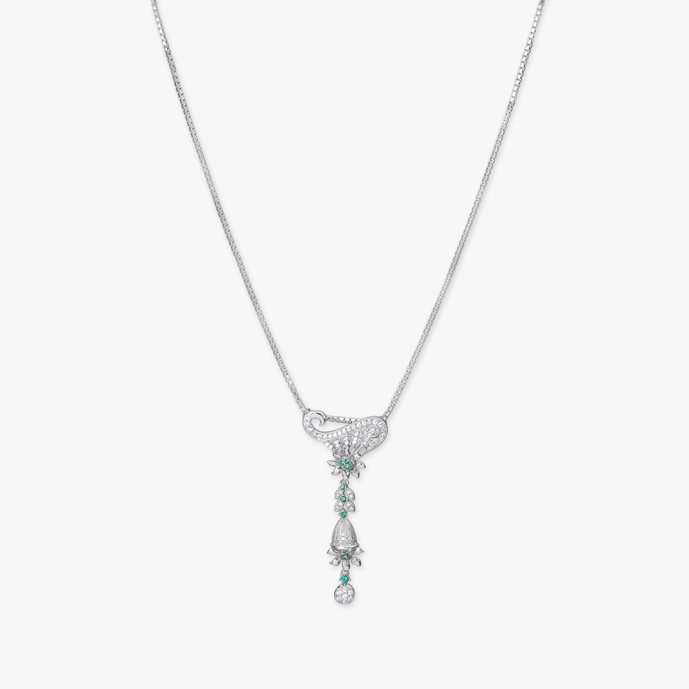 Trail Glam Silver Pendant with Chain and Earrings Set,,hi-res image number null