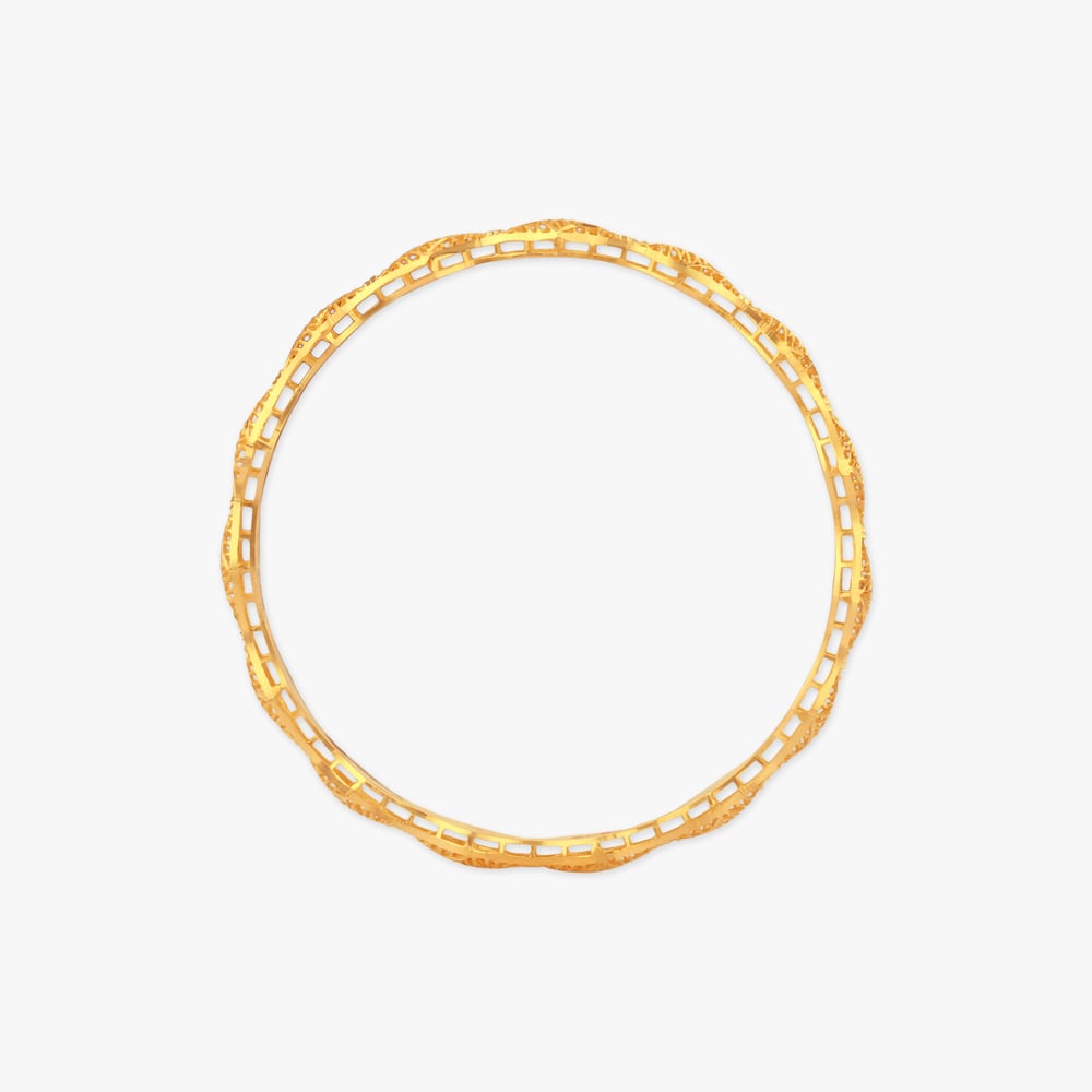 Woven Wave Gold Bangle,,hi-res image number null