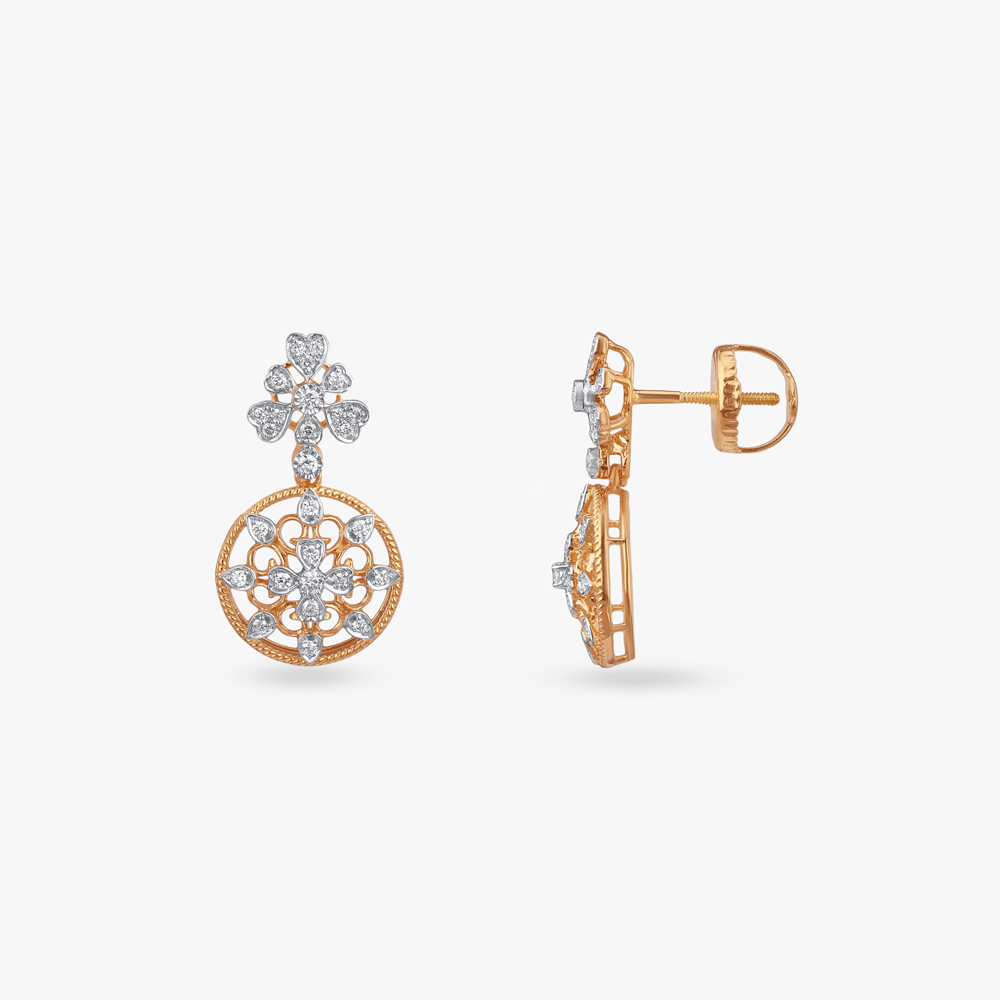 Ornate Garden Diamond Drop Earrings,,hi-res image number null