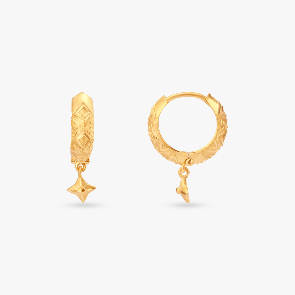 Radiant Geometry Gold Hoop Earrings,,hi-res image number null