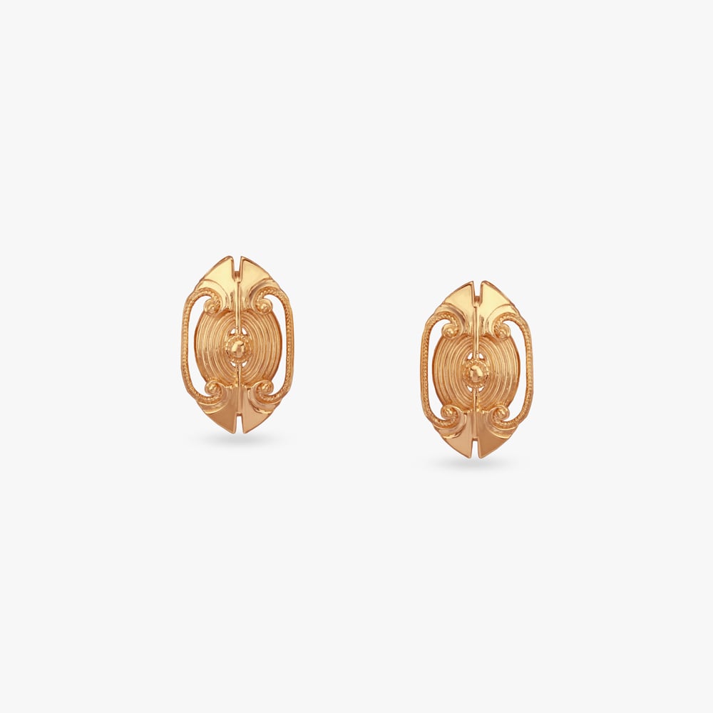 

Oval Scroll Gold Stud Earrings