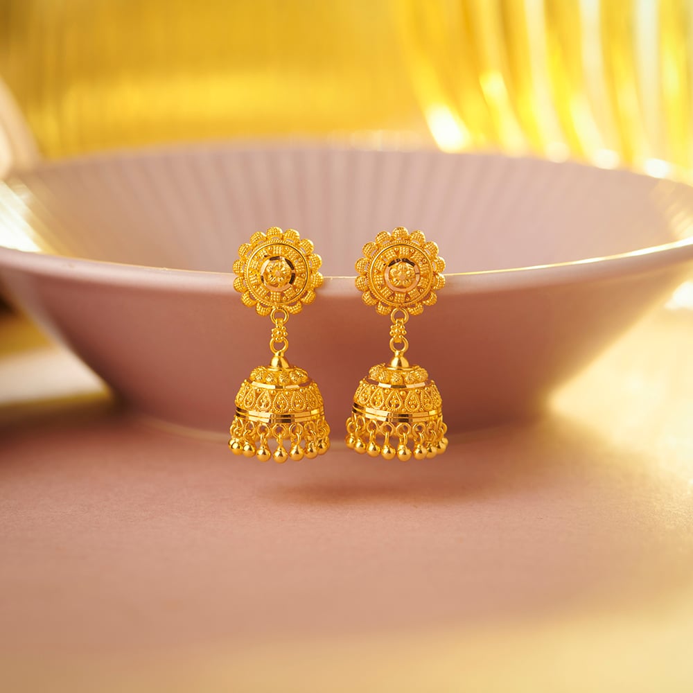 Traditional Floral Jhumkas,,hi-res image number null