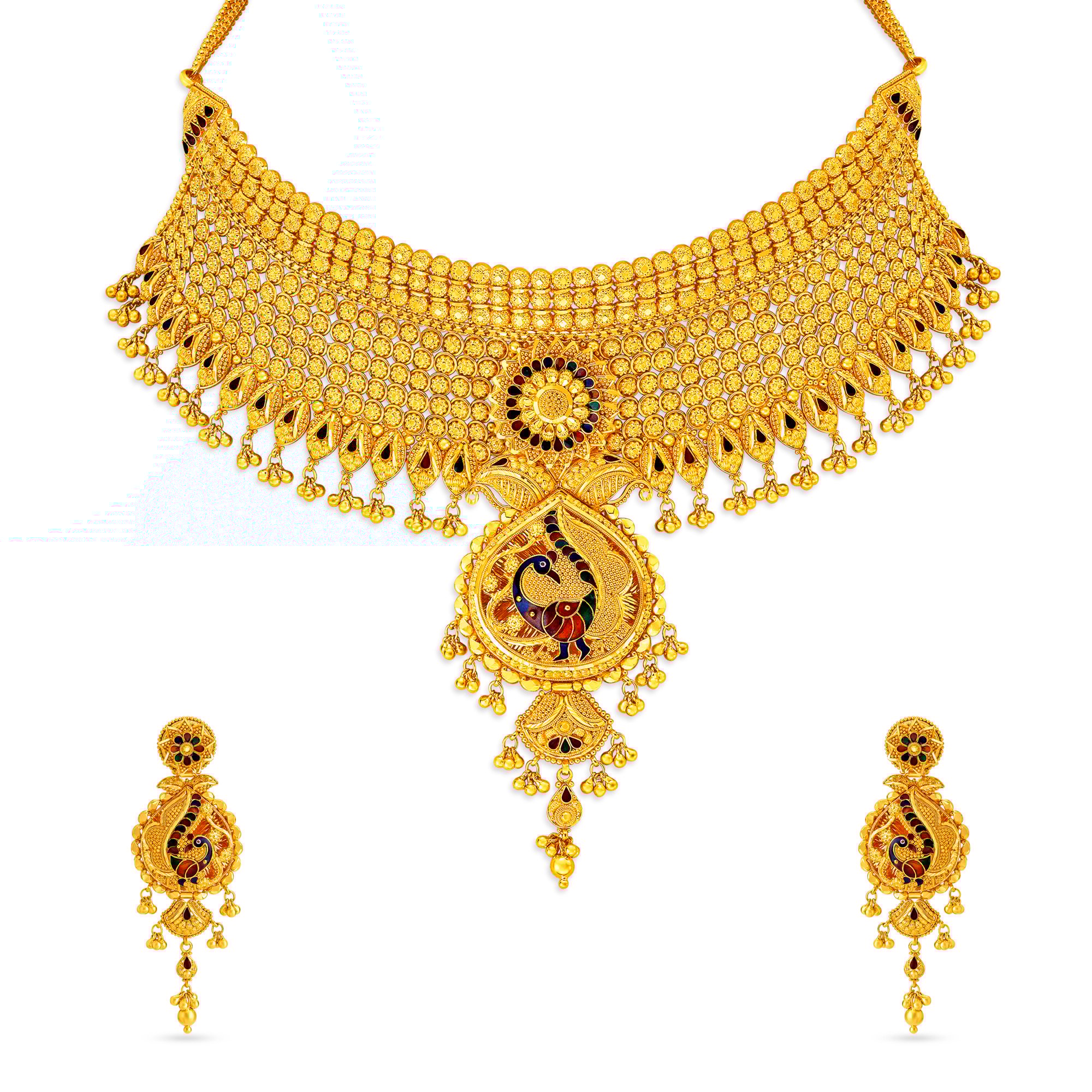 Vibrant Peacock Necklace Set,,hi-res image number null